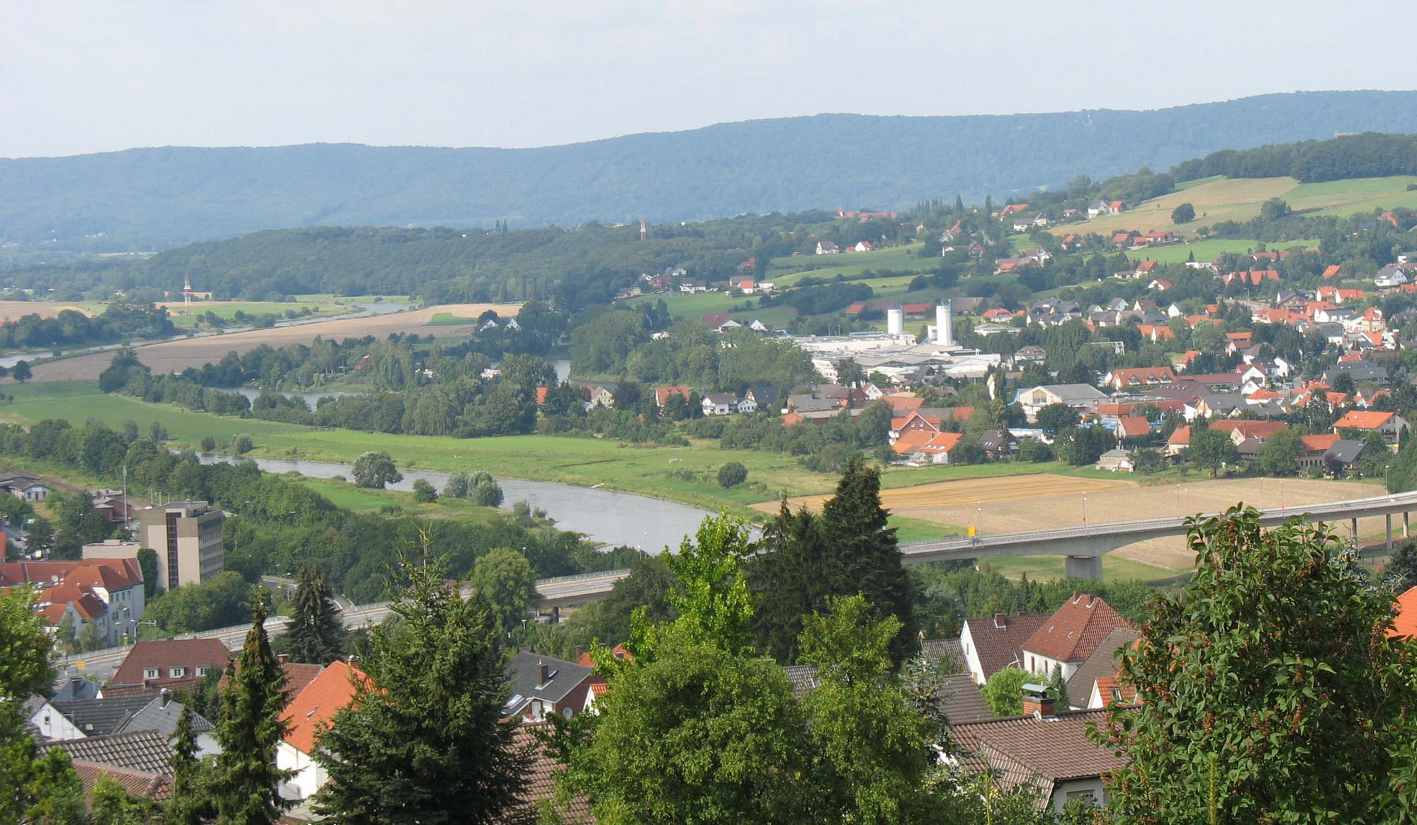 The town of Vlotho along the Weser River